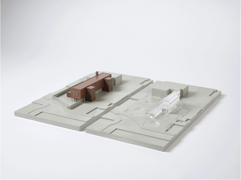 Animated view of the Station Wildeman model on its pale grey site plan